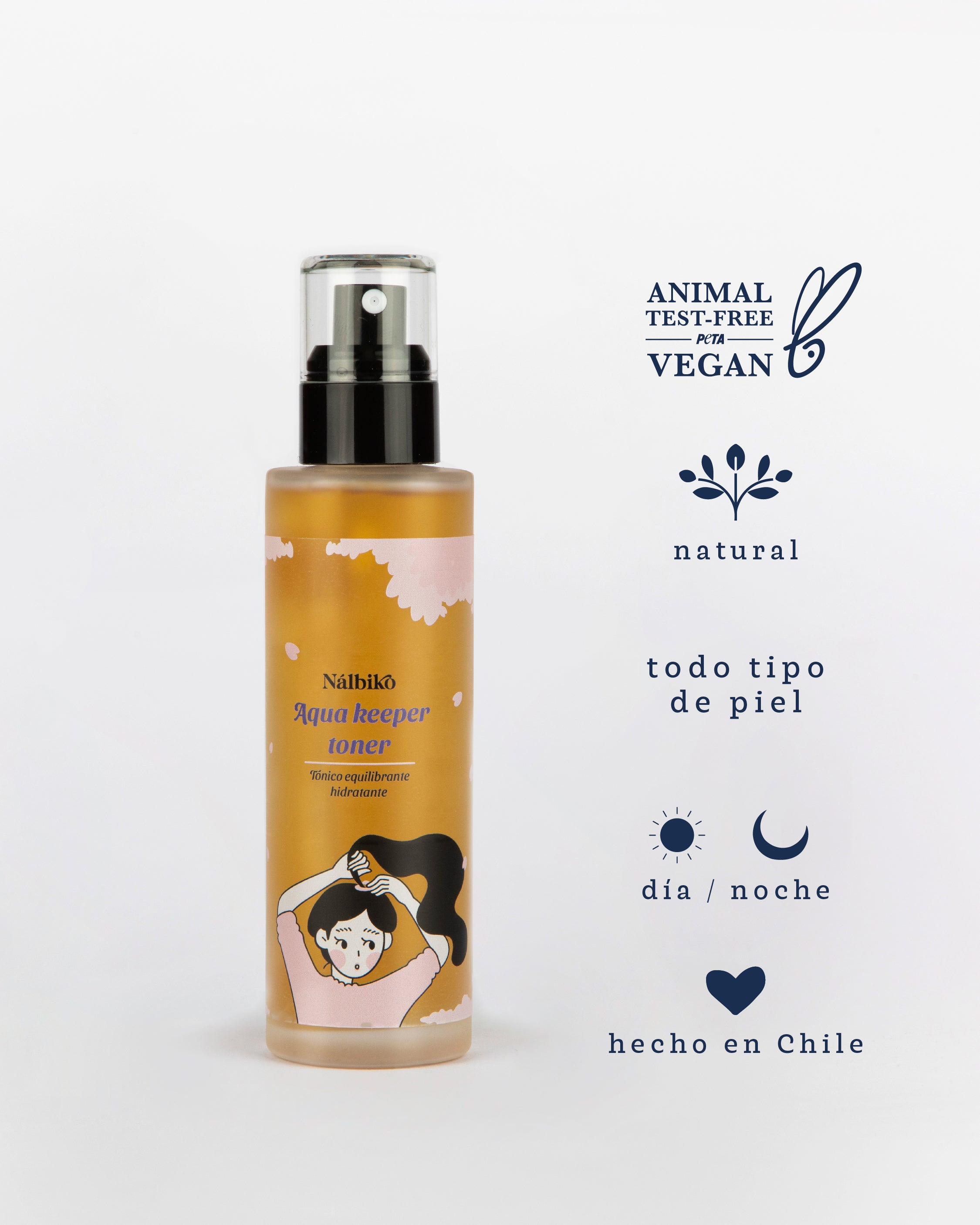 tonico facial de matico certificado vegano y libre de crueldad animal, caléndul pepino y acido hialurónico para equilibrar la piel