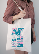 Totebag Nálbiko ilustrada con cosas cotidianas